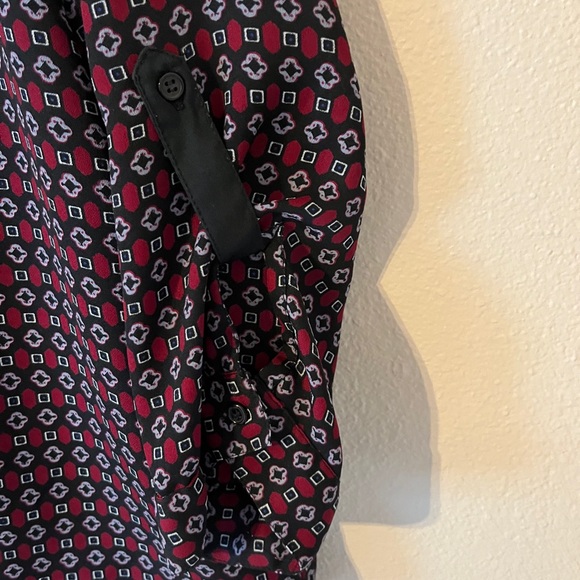 Antilia Femme Black and Red Geometric Blouse Sophisticated Timeless Size L - Picture 3 of 5